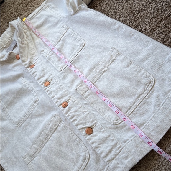 Everlane The Denim Chore Jacket Thin Barn Coat Cream/Bone Pocket Button Up - Picture 9 of 10